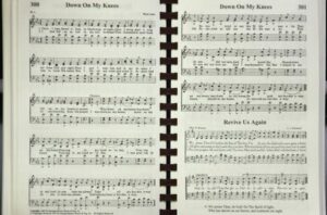 Sheet music open to two hymns.