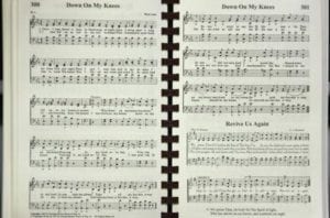 A page of sheet music with the words " hymn on my knees ".